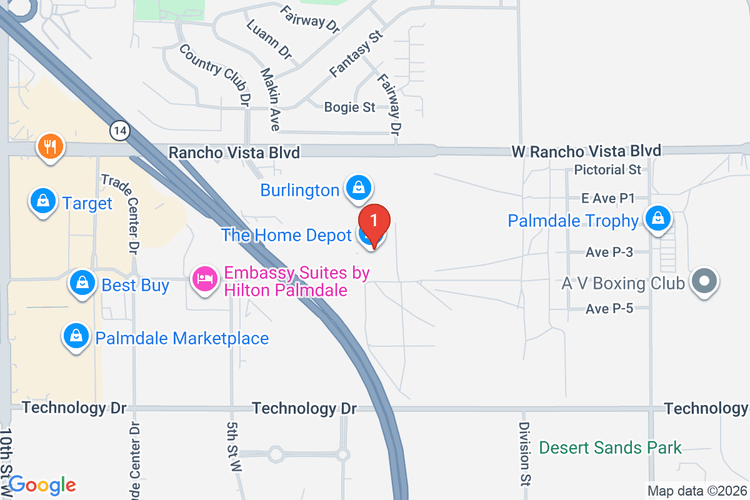 Map showing HOME DEPOT #0638 location