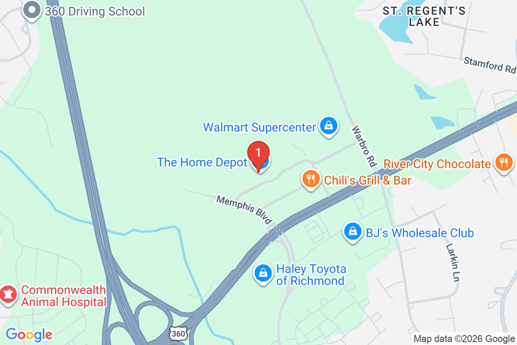 Map showing HOME DEPOT #4627 location