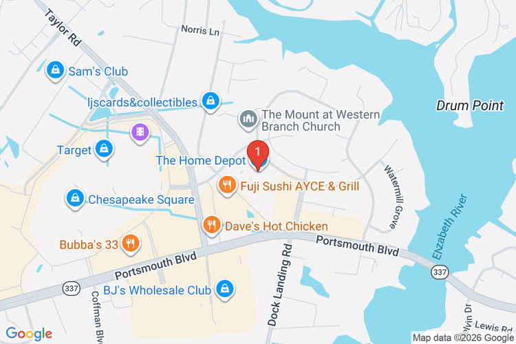 Map showing HOME DEPOT #4622 location
