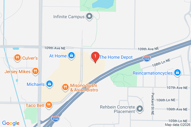 Map showing HOME DEPOT #2828 location