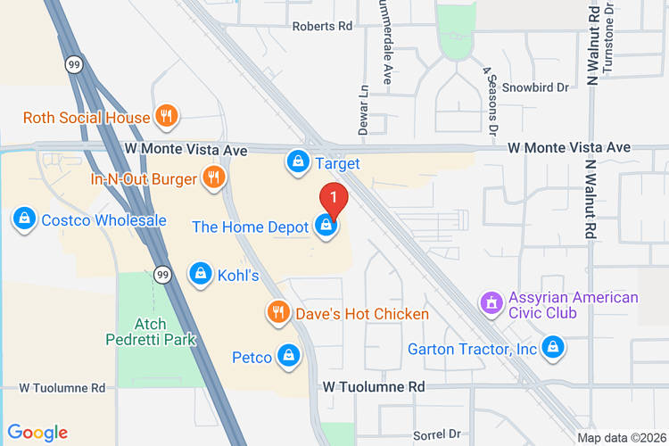 Map showing HOME DEPOT #1001 location