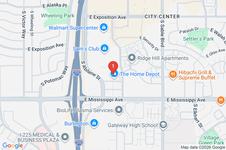 Map showing HOME DEPOT #1501 location