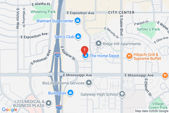 Map showing HOME DEPOT #1501 location