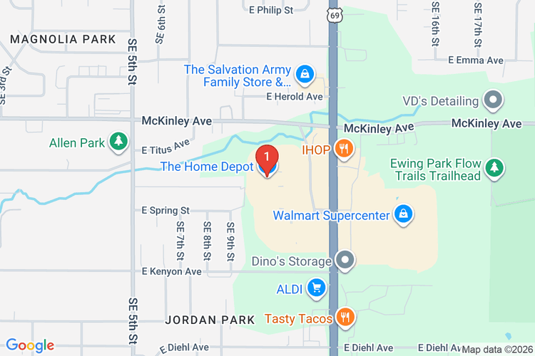 Map showing HOME DEPOT #2104 location