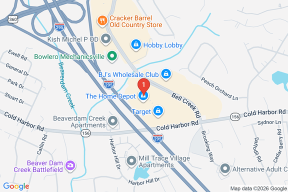 Map showing HOME DEPOT #4624 location