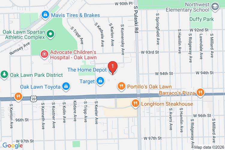 Map showing HOME DEPOT #1955 location