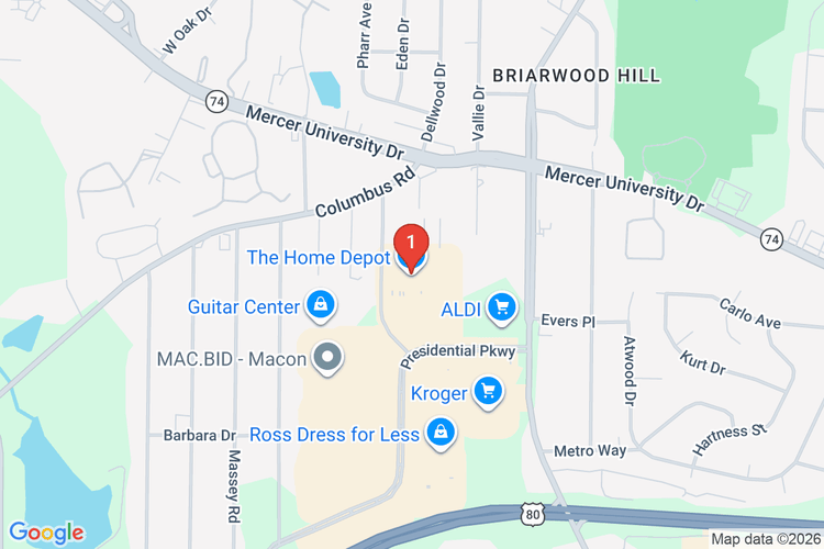 Map showing HOME DEPOT #1772 location
