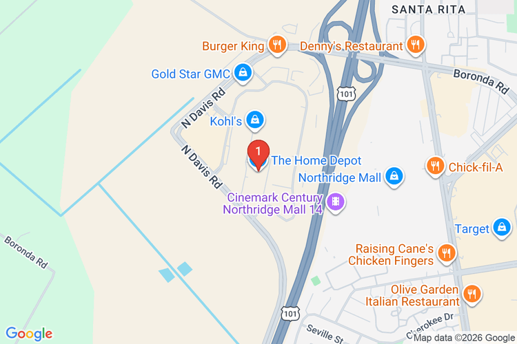 Map showing HOME DEPOT #1843 location