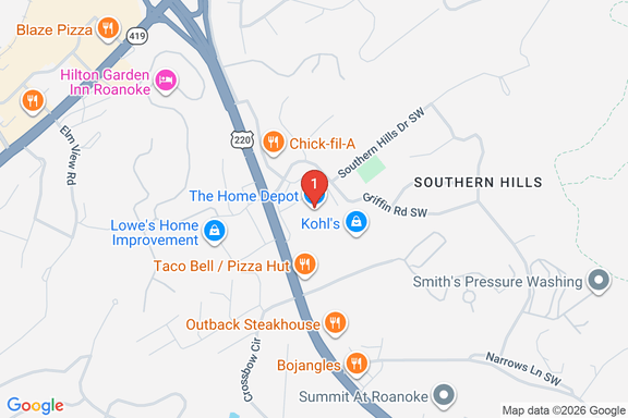 Map showing HOME DEPOT #4628 location