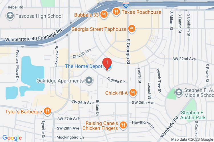 Map showing HOME DEPOT #6831 location