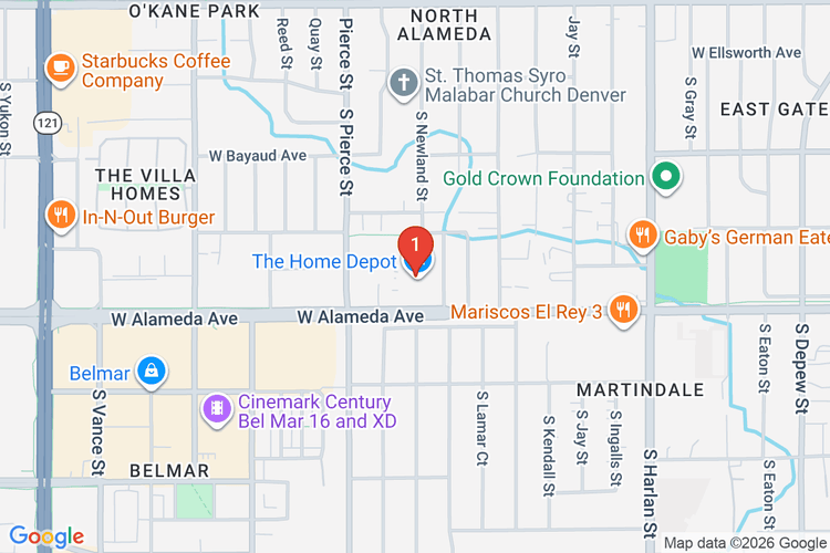 Map showing HOME DEPOT #1514 location