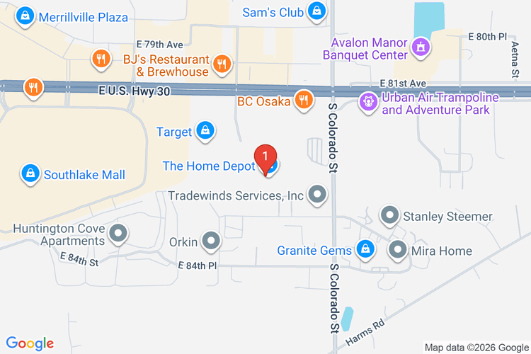 Map showing HOME DEPOT #2001 location
