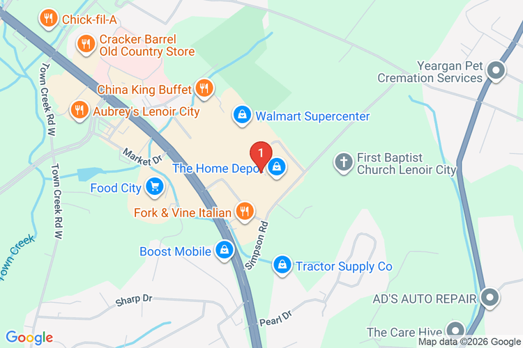 Map showing HOME DEPOT #0740 location