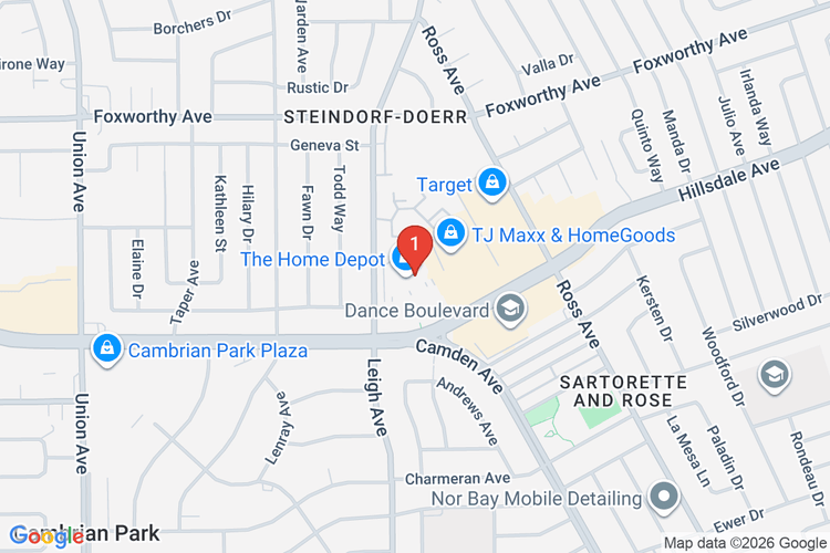 Map showing HOME DEPOT #1009 location