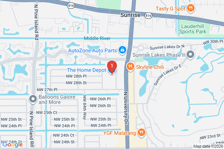 Map showing HOME DEPOT #0258 location