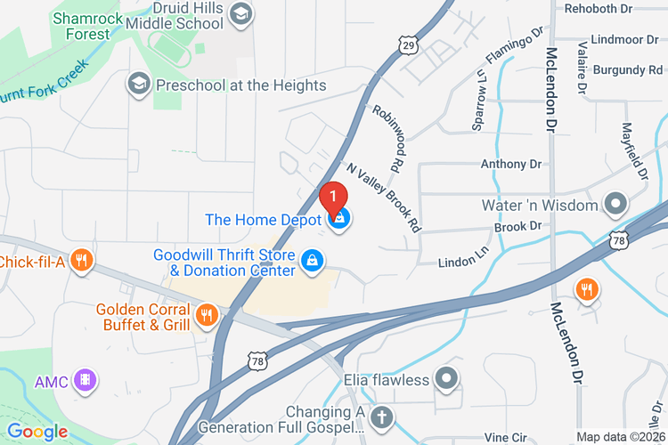 Map showing HOME DEPOT #0117 location