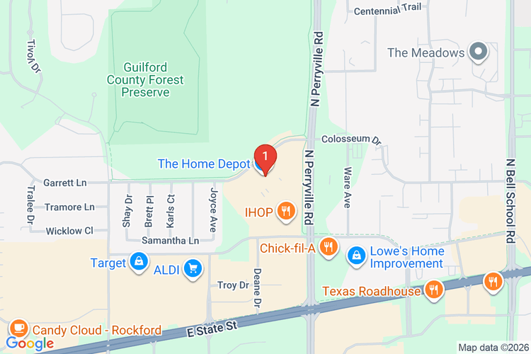 Map showing HOME DEPOT #1928 location