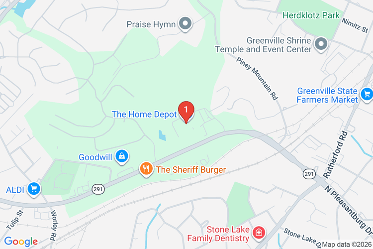 Map showing HOME DEPOT #1104 location