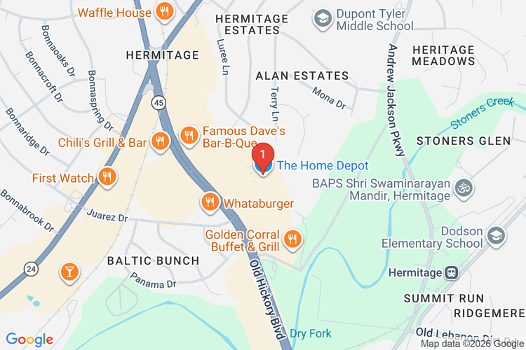 Map showing HOME DEPOT #0733 location