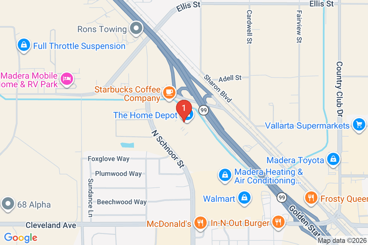 Map showing HOME DEPOT #1088 location