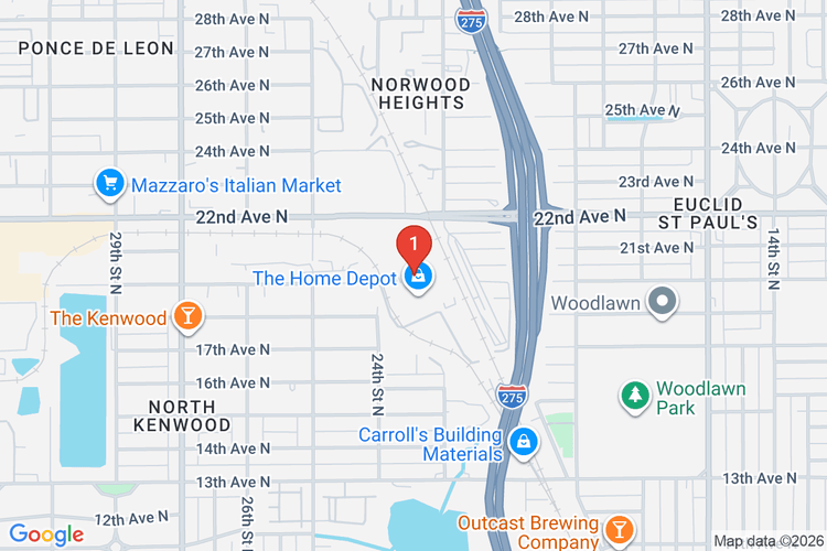 Map showing HOME DEPOT #0257 location