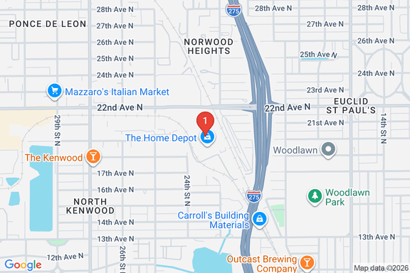 Map showing HOME DEPOT #0257 location
