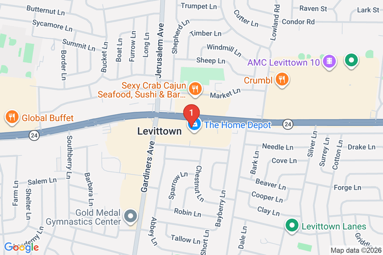 Map showing HOME DEPOT #6105 location