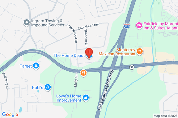 Map showing HOME DEPOT #0116 location