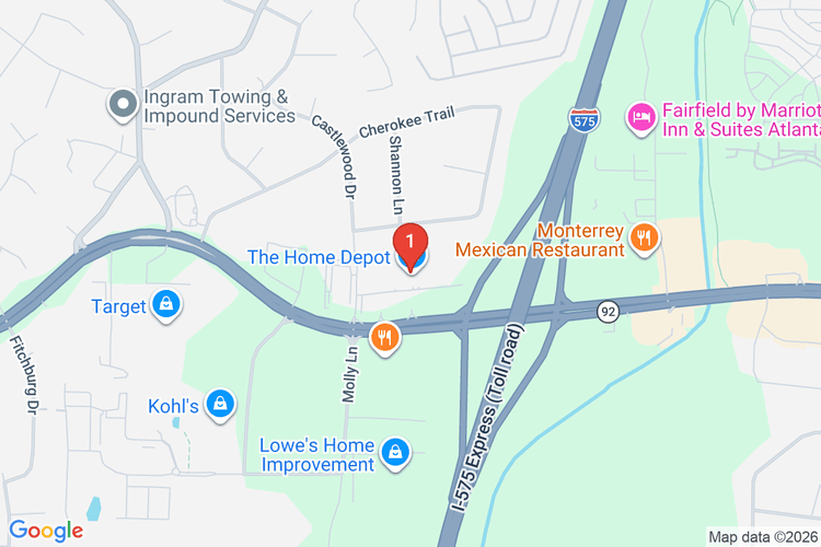 Map showing HOME DEPOT #0116 location