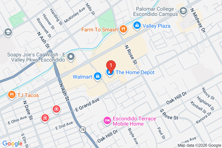 Map showing HOME DEPOT #1053 location