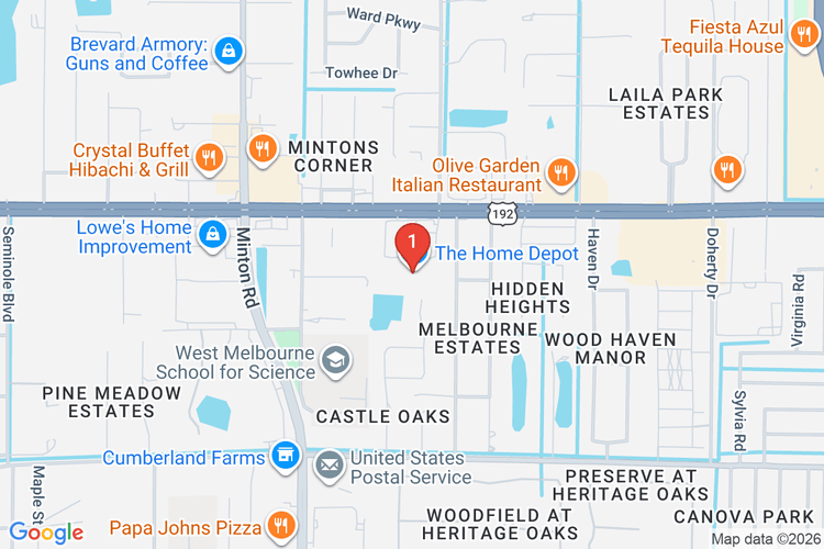 Map showing HOME DEPOT #0260 location