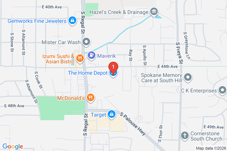 Map showing HOME DEPOT #4734 location