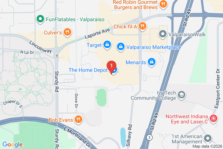 Map showing HOME DEPOT #2030 location