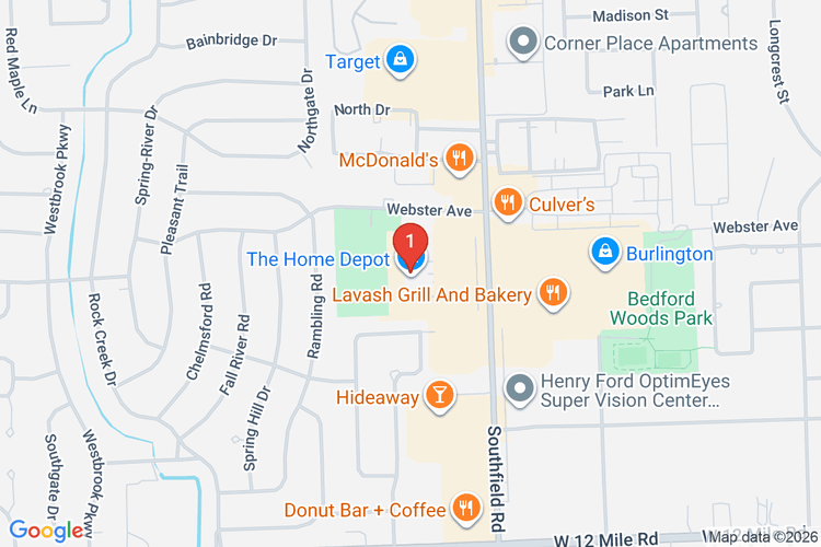 Map showing HOME DEPOT #2711 location
