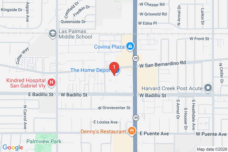 Map showing HOME DEPOT #1845 location