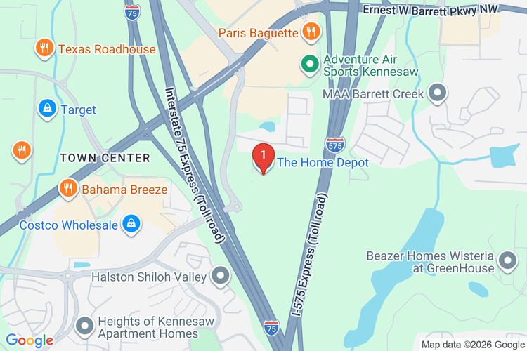 Map showing HOME DEPOT #0106 location