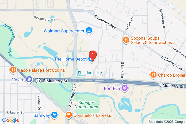 Map showing HOME DEPOT #1544 location