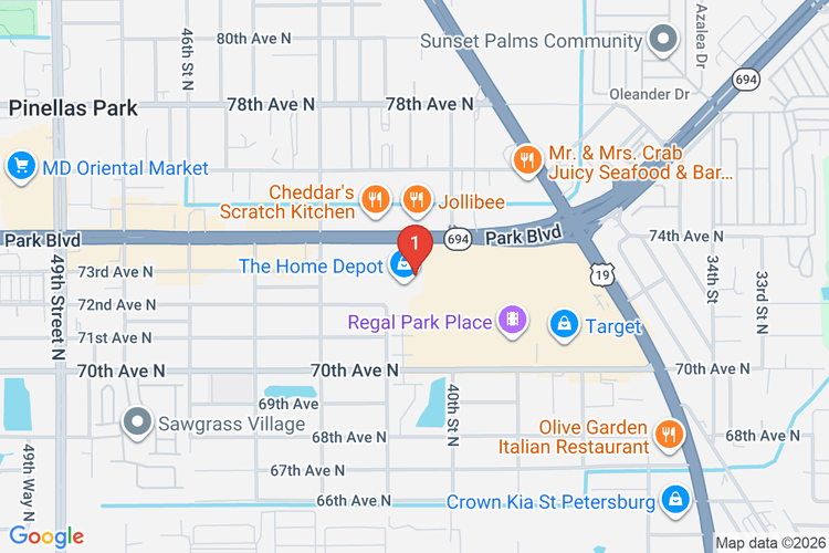 Map showing HOME DEPOT #0289 location