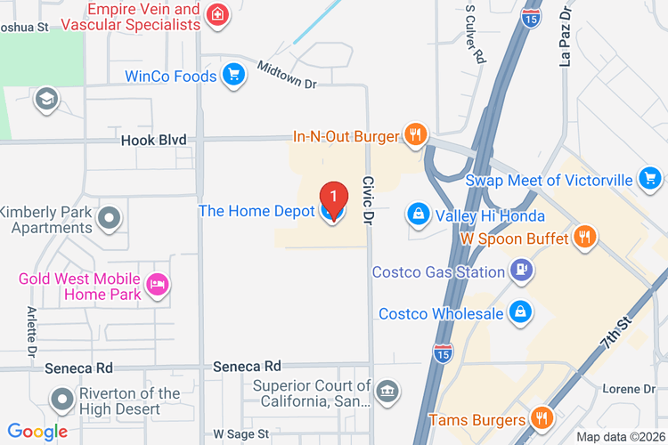 Map showing HOME DEPOT #1844 location