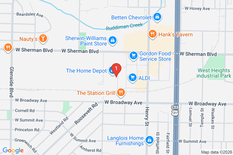 Map showing HOME DEPOT #2754 location
