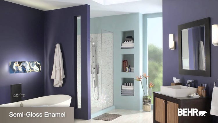 Wall with semi-gloss enamel paint