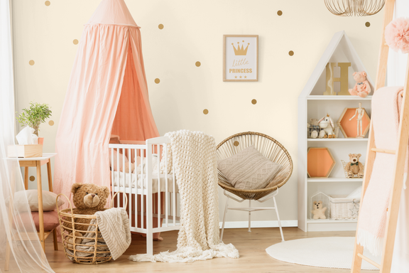 Eclectic kids' room with Sweet Coconut Milk walls and Ultra Pure White trim