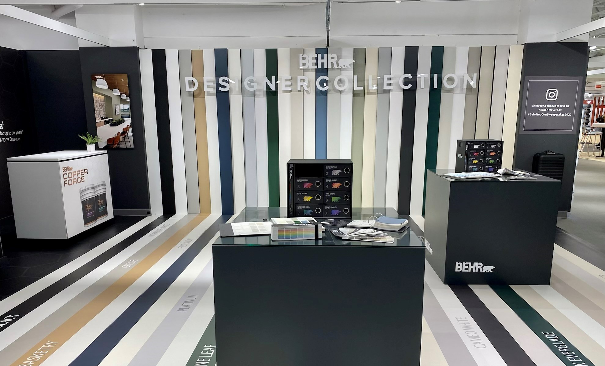Behr Designer Collection showroom featuring the Color Guide and BEHR® COPPER FORCE™ Interior Paint.